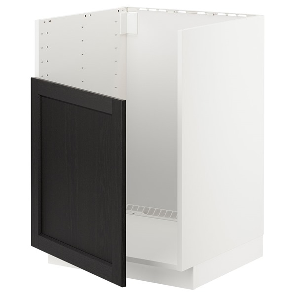 [IKEA/イケア/通販]METOD メトード ベースキャビネット TALLSJON/タルショーン シンク用, ホワイト/レルヒッタン ブラックステイン, 60x60x80 cm[4](89550942)｜WEBYセレクション　店