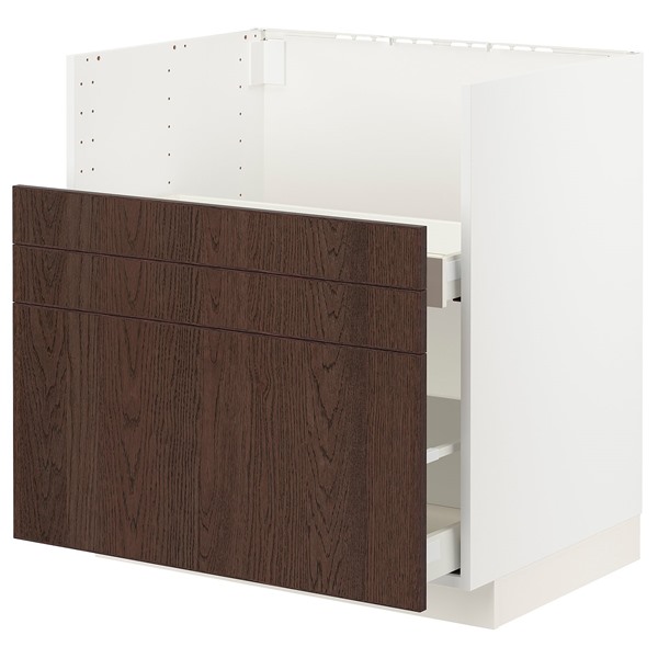 [IKEA/イケア/通販]METOD メトード / MAXIMERA マキシメーラ ベースキャビネット TALLSJON/タルショーン シンク用, ホワイト/シーナルプ ブラウン, 80x60 cm[7](99618588)