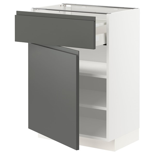 [IKEA/イケア/通販]METOD メトード / MAXIMERA マキシメーラ ベースキャビネット 引き出し/扉付き, ホワイト/ヴォックストルプ ダークグレー, 60x41x80 cm[6](99453295)