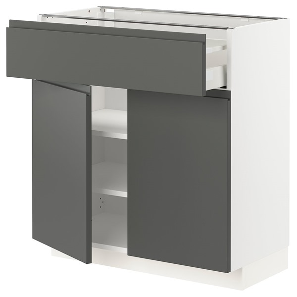 [IKEA/イケア/通信販売]METOD メトード / MAXIMERA マキシメーラ 軍事基地押し入れ 抽き出し＆扉2枚付き添い人, 白いこと/ヴォックストルプ 暗然たる薄墨色, 80x41x80 珊[8](99453525)
