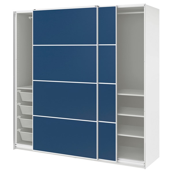 [IKEA/イケア/通販]PAX パックス / MEHAMN メーハムン ワードローブ 引き戸付, ホワイト ホワイト/両面仕様 ブルー, 200x66x201 cm[19](19630612)｜WEBYセレクション　店 140,000円