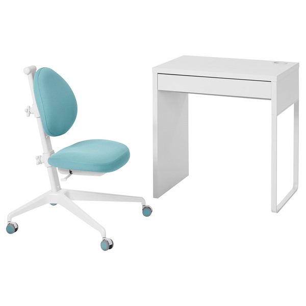 [IKEA/イケア/通販]MICKE ミッケ / DAGNAR ダグナール デスク&チェア, ホワイト/ターコイズ[EF](09506590)｜WEBYセレクション　店 31,263円