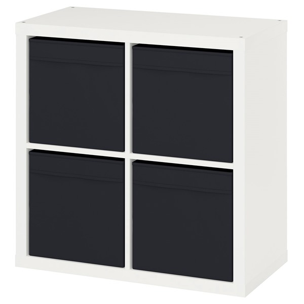 [IKEA/イケア/通販]KALLAX カラックス シェルフユニット, ホワイト/ドローナ ブラック, 77x39x77 cm[5](09602520)｜WEBYセレクション　店