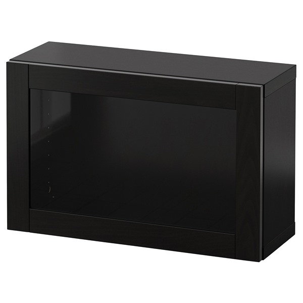 [IKEA/イケア/通販]BESTA ベストー 壁取り付け式キャビネットコンビネーション, ブラックブラウン/シンドヴィーク ブラックブラウンクリアガラス, 60x22x38 cm[4](59441247)｜WEBYセレクション　店