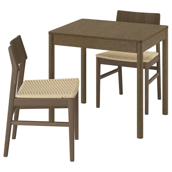 [IKEA/イケア/通販]TONSTAD トンスタード / SKANSNAS スカンスネス テーブル＆チェア2脚, ブラウンステインオーク材突き板/ブラウン ビーチ, 80/120x70 cm[4](19633795)｜WEBYセレクション　店