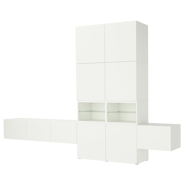 [IKEA/イケア/通販]BESTA ベストー メディア収納コンビネーション, ホワイト/ラップヴィーケン ホワイト, 360x42x231 cm[28](09612449)｜WEBYセレクション　店