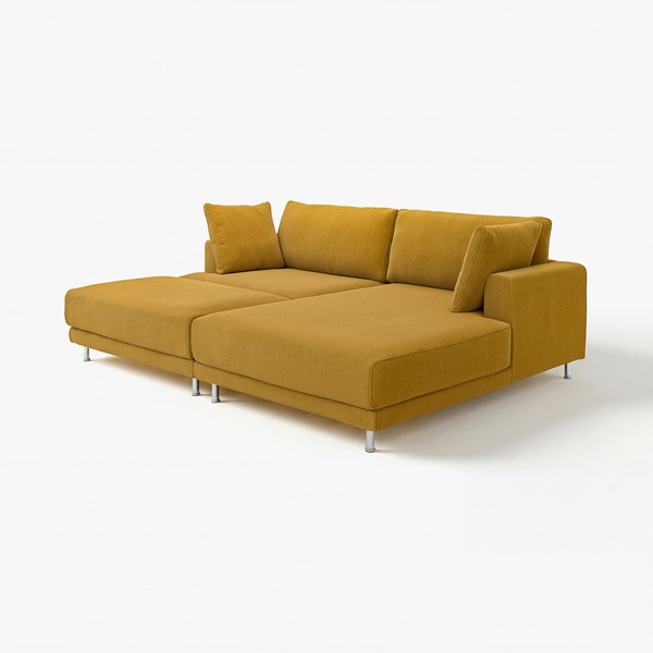 [IKEA/イケア/通販]UPPAKRA ウッポークラ 3人掛けモジュールソファ, 寝椅子付き 右 フットスツール付き/サムサーラ イエローブラウン[14](79619975)｜WEBYセレクション　店
