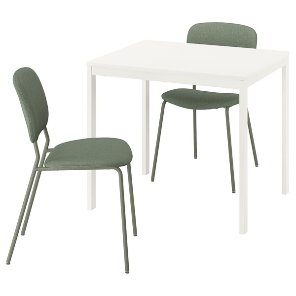 [IKEA/イケア/通販]VIHALS ヴィーハルス / VIHALS ヴィーハルステーブル＆チェア2脚, ホワイト/グリーン ティッブレビ グレーグリーン,84/120x74 cm[GG](89599482)｜WEBYセレクション　店