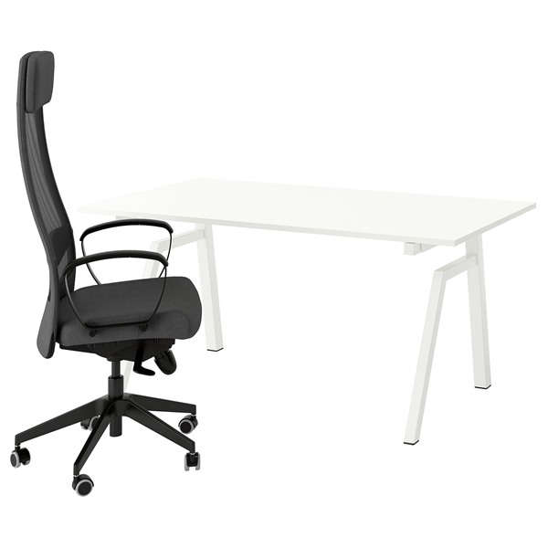 [IKEA/イケア/通販]TROTTEN トロッテン / MARKUS マルクスデスク&チェア, 100V/ホワイト ダークグレー,160x80 cm[3](79627414)｜WEBYセレクション　店 68,146円