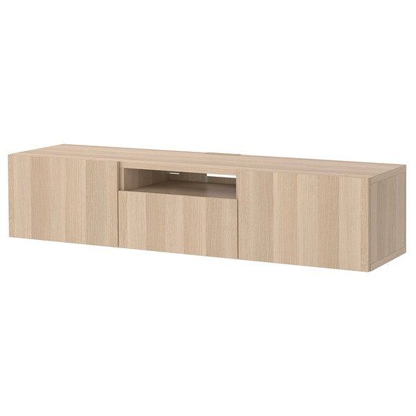 [IKEA/イケア/通販]BESTA ベストーテレビ台, ホワイトステインオーク調/ラップヴィーケン ホワイトステインオーク調,180x42x39 cm[7](29622937)｜WEBYセレクション　店