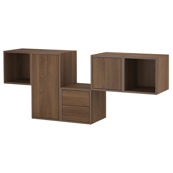 [IKEA/イケア/通販]EKET エーケト壁取り付け式キャビネットコンビネーション, 引き出し2段付き/ブラウン ウォールナット調,175x35x70 cm[5](39572178)｜WEBYセレクション　店 37,029円