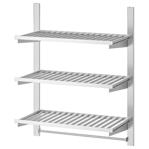 [IKEA/イケア/通販]KUNGSFORS クングスフォルスサスペンションレール 棚板＆レール付き, ステンレススチール[3](19308274)｜WEBYセレクション　店