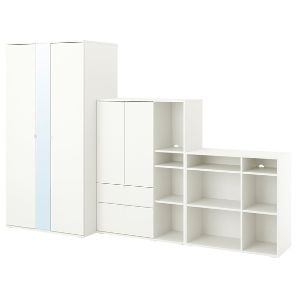 [IKEA/イケア/通販]VIHALS ヴィーハルスワードローブコンビネーション, ホワイト/ミラーガラス,305x57x200 cm[3](89442189)｜WEBYセレクション　店