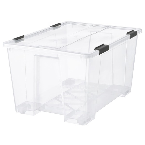 [IKEA/イケア/通販]SAMLA サムラふた付きボックス/クリップロック, 透明/ブラック,79x57x43 cm/130 l[3](39620754)｜WEBYセレクション　店 9,793円