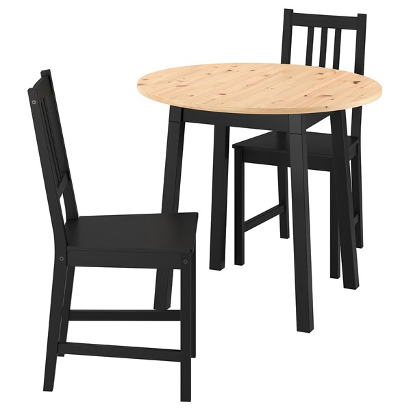 [IKEA/イケア/通販]PINNTORP ピントルプテーブル＆チェア2脚, ライトブラウンステイン ブラックステイン/ブラックステイン パイン材,85 cm[HH](09647967)｜WEBYセレクション　店
