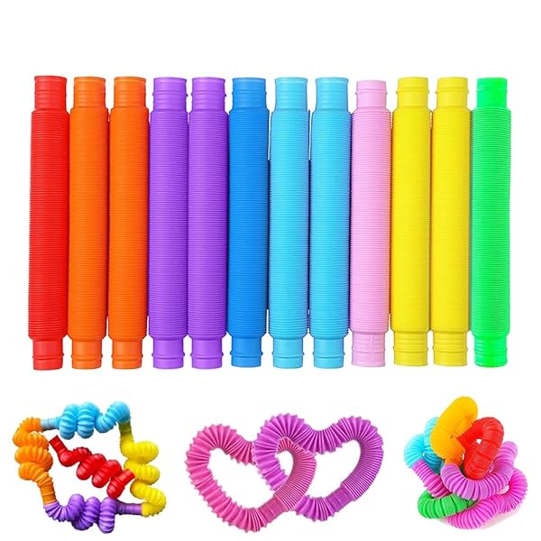 カラフルポップチューブ 6本セット❣️おもちゃ パイプ ストレス発散 Amazon | カラフルポップチューブ 6本セット おもちゃ パイプ