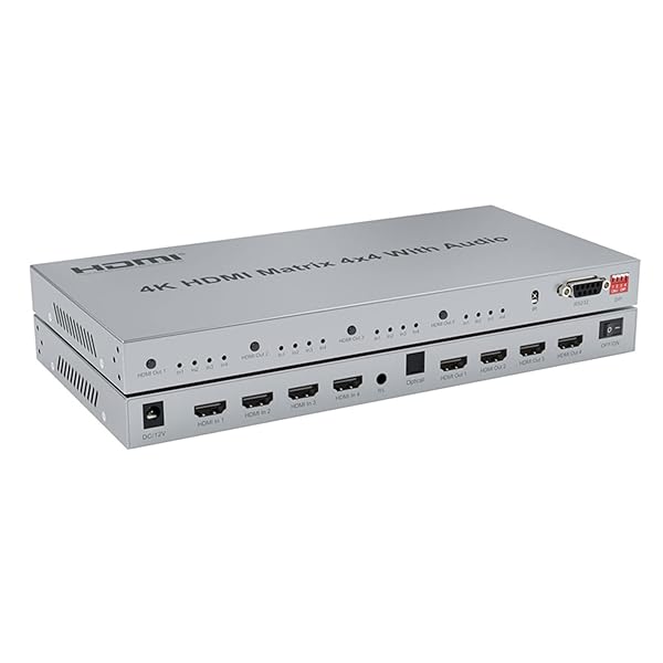 4K HDMI マトリックス 4X4 オーディオ抽出器付き 4K@60Hz HDMI マトリックス スイッチ 4x4 HDMI 2.0 マトリックススイッチャー スプリッター セレクタ ボックス サポート HDR HDCP2.2 18Gbps EDI｜彩り堂