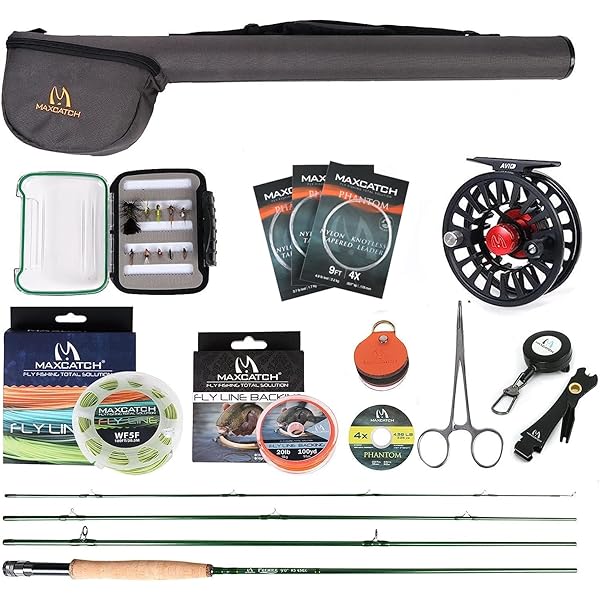 Maxcatch Premier 3-12wt ファーストアクション フライロッド ハイパフォーマンスのために (フライロッドセット, 4 wt-8'6"、3/4wtリール)｜彩り堂