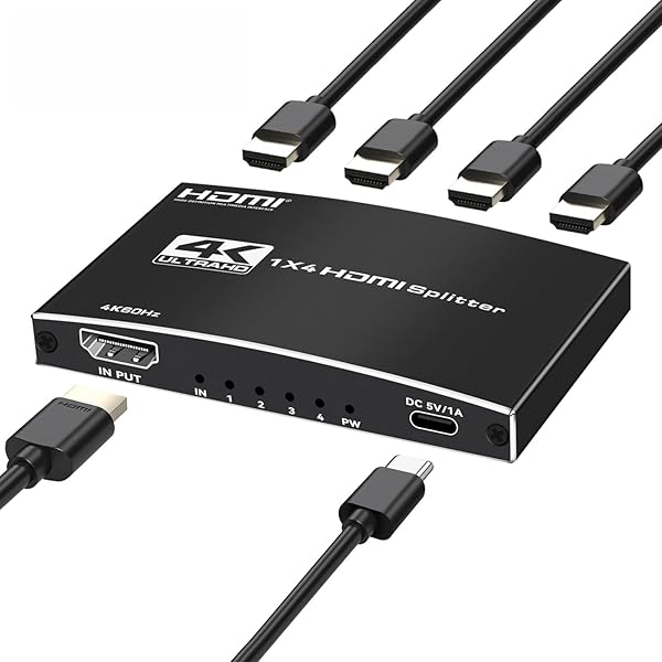 HDMI 2.0分かちあう器 1インプット4最終生産物 4K@60サイクル HDMスプリッター 4画面一斉に最終生産物 3D挿し画 オーディオ同期調整 複数形最終生産物 RGB/HDR 10 +/3D相応う なおなお書き5/B0X /fire tv stick/高品位テレビ/ヴィデオディスク/パソコンなど当て嵌める