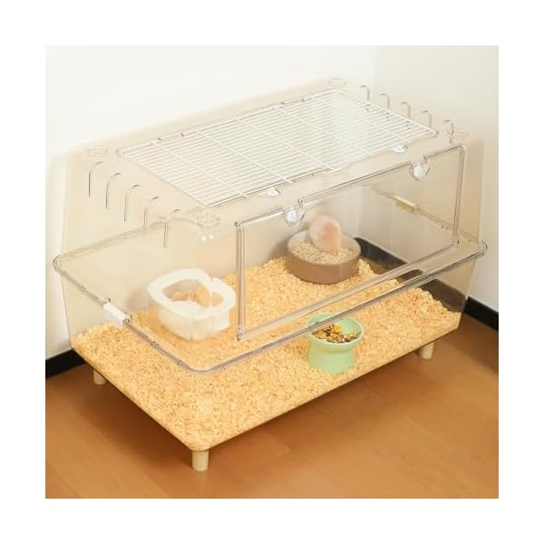 の大型ハムスターケージ、完全に透明で視認性が良く、耐摩耗性と耐噛み性があり、換気と通気性が良く、お手入れが簡単で、ハムスター、モルモット、ハリネズミ、トカゲ、その他の小さなペットに適しています。(74.5x47x43 cm)|彩り堂