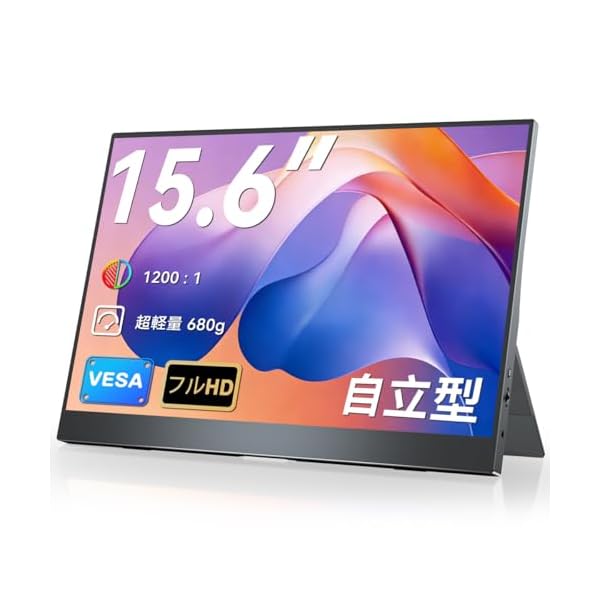 移動性管する 15.6in FHD 1920×1080 独立独歩型 薄型 軽さ IPS液晶 非光輝 USB Type-C/Mini HDMI 在宅仕え奉る リモート細工物相応う EVC-1506S