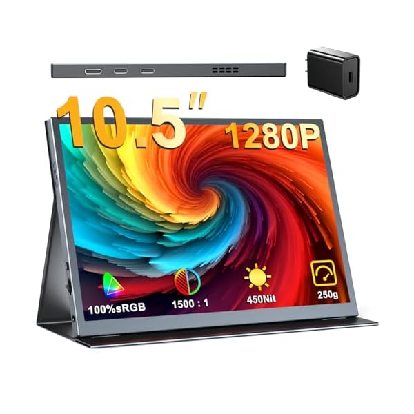 可動性管する 10.5in 小型 可動性見せびらかす FHD 1280P 1500:1対照 450Nits高明快さ 100%sRGB IPS 光輝ダイアログボックス 超軽さ 携帯型管する 防御すること覆いかぶせる付き添い人 在宅仕え奉る ゲーミング 控え選手管する 持