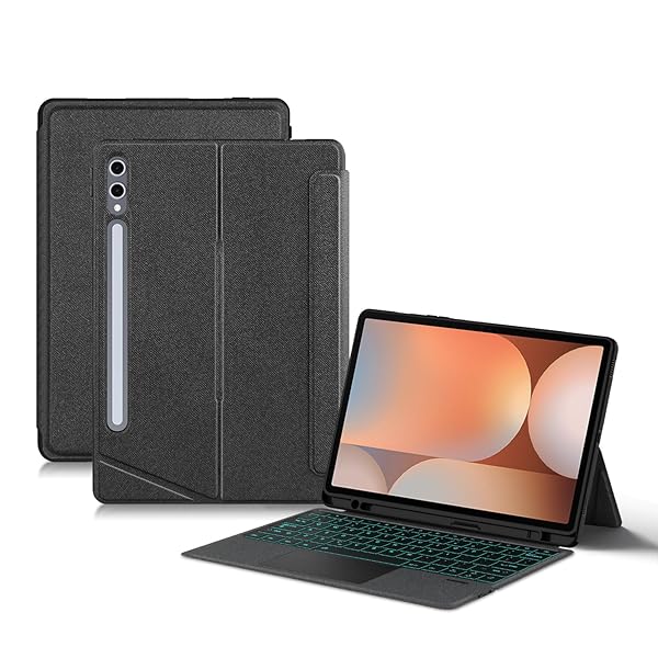 縦/横置き相応う Galaxy Tab S10 Plus/Tab S9 FE Plus / S9 Plus 12.4in 鍵盤 入れもの タッチパッド うしろ側点火装置付き添い人 磁石式 懸け隔てる式 シャオミカバー 天の河 S10+/S9 FE+/