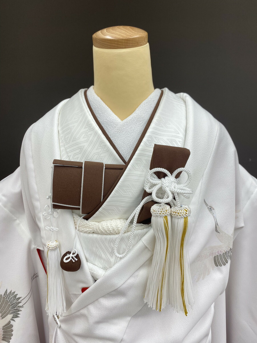 花嫁和装 はこせこ かいけん 差込伊達衿ブラウン系