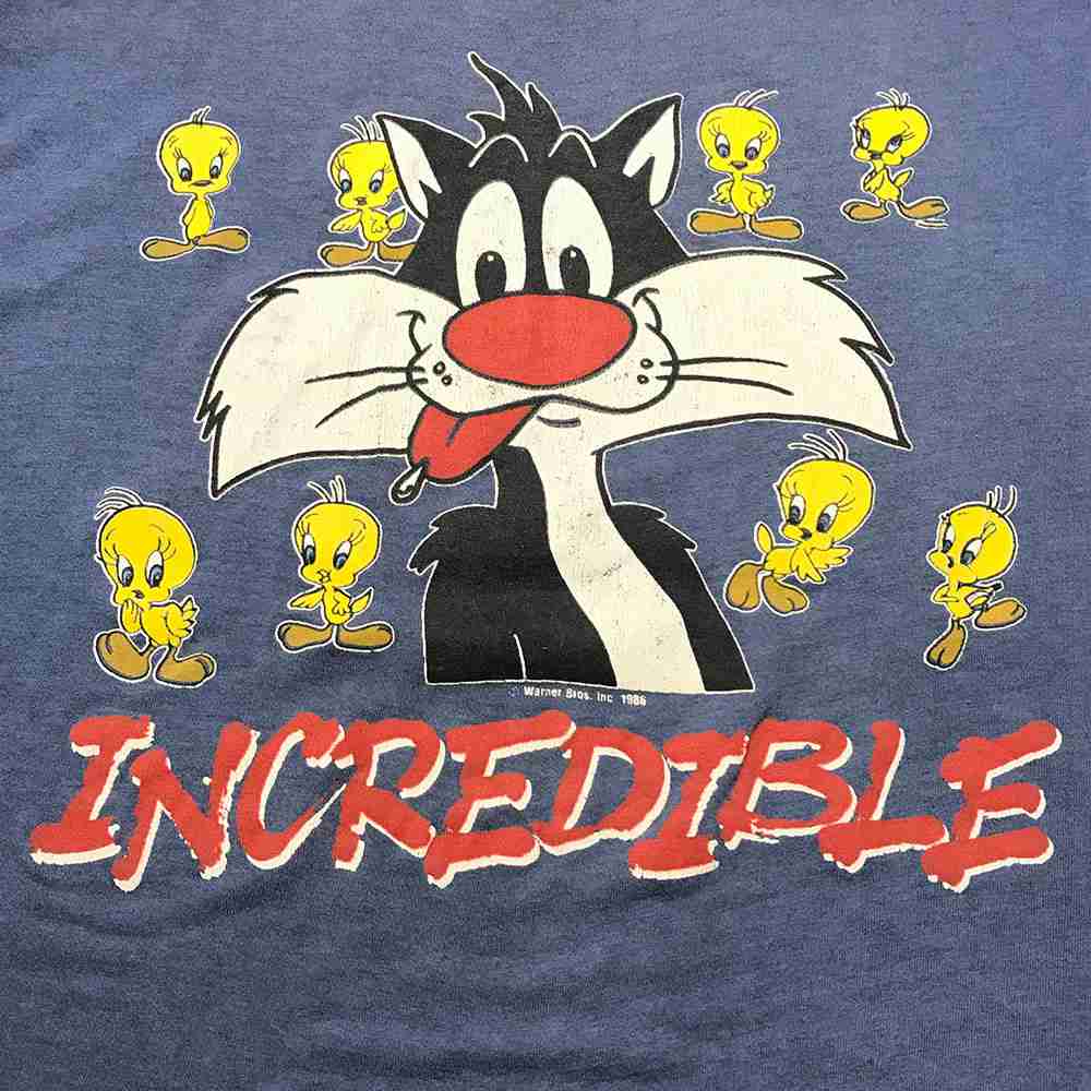 楽天市場 シルベスター キャラクターｔシャツ ワーナーブラザーズ ブルー Sylvester Cat Warner Bros プリント 半袖 青 Looney Tunes ルーニー テューンズ 古着 2108 中古 Wv1912 1952 Wego Vintage Online Store