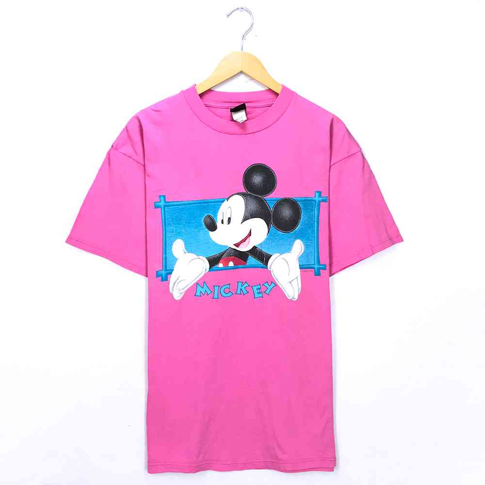 楽天市場 ミッキー キャラクターｔシャツ サイズ表記 Xl ピンク Mickey Disney ディズニー プリント 半袖 ビッグt ビッグシルエット 古着 中古 Wv2101 1177 Wego Vintage Online Store