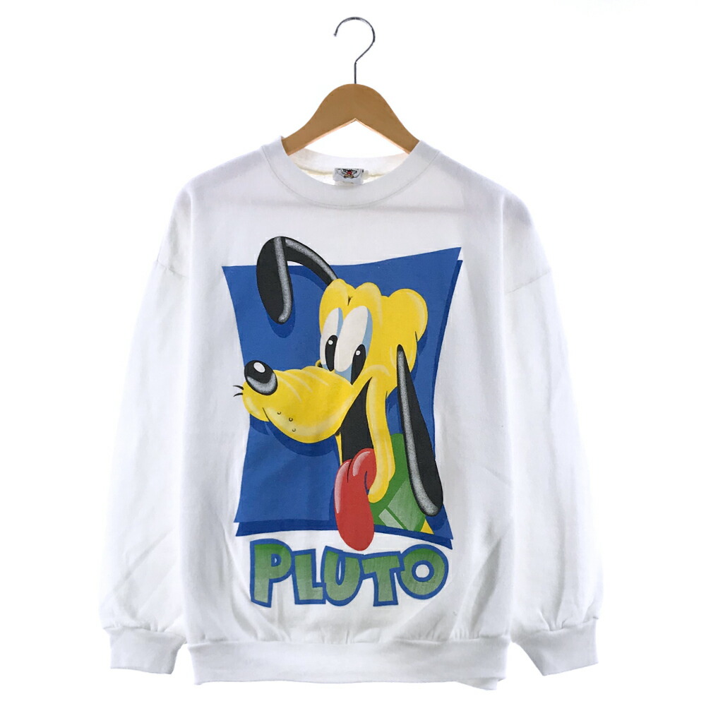ディズニー プルート キャラクタースウェット サイズ表記 L ホワイト Disney Pluto 白 プリント トレーナー 犬 Dog ミッキー Mickey 古着 中古 Wv2101 24 3r Mozambique Com