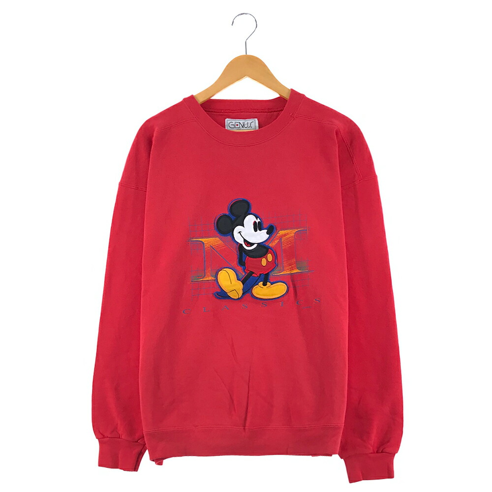 ディズニー ミッキー キャラクタースウェット サイズ表記 L レッド Disney Mickey 赤 トレーナー プリント 刺繍 ワッペン Classics 古着 中古 Wv2101 2495 3r Mozambique Com
