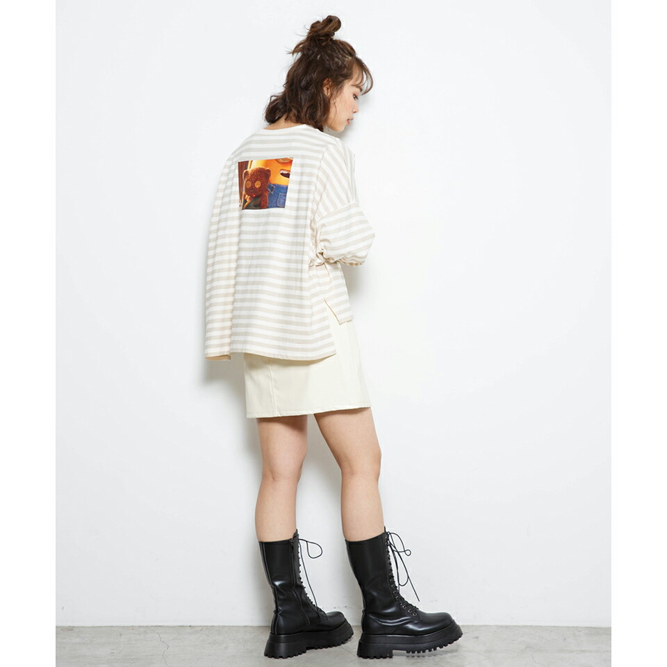 楽天市場 別注 Tim だぼ袖プリントロンt Tシャツ ミニオン Tim ティム レディース キャラクター ベア くま カットソー トップス 長袖 プリントtシャツ バックプリント ボーダー ボーダーカットソー Wego ウィゴー Wego 楽天市場店