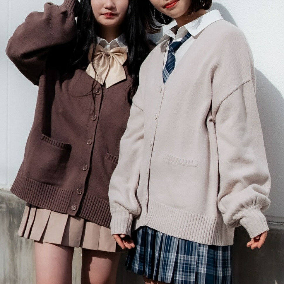 楽天市場 ニットカーディガン 通学 ニット レディース カーディガン カーデ ニットカーデ ニットカーディガン セーター 学校 スクール 制服 大きめ ゆったり ビッグ ビッグシルエット Wego ウィゴー Wego 楽天市場店