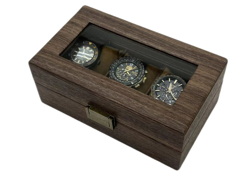 三方良し 腕時計ケース 腕時計コレクションケース コレクションケース 男女兼用 ブラウン 3本 高級 時計展示ボックス 時計 腕時計収納ボックス