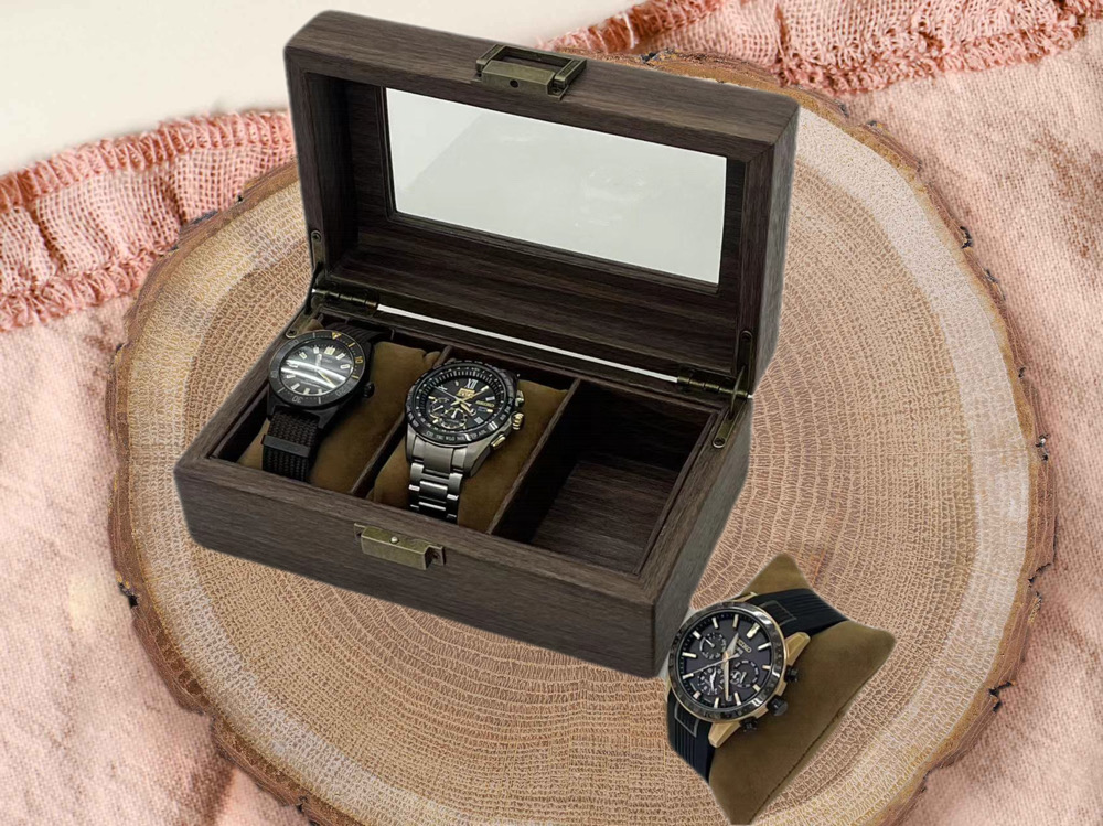 市場 三方良し 腕時計コレクションケース 時計展示ボックス 高級 ブラウン コレクションケース 時計 3本 腕時計収納ボックス 男女兼用 腕時計ケース