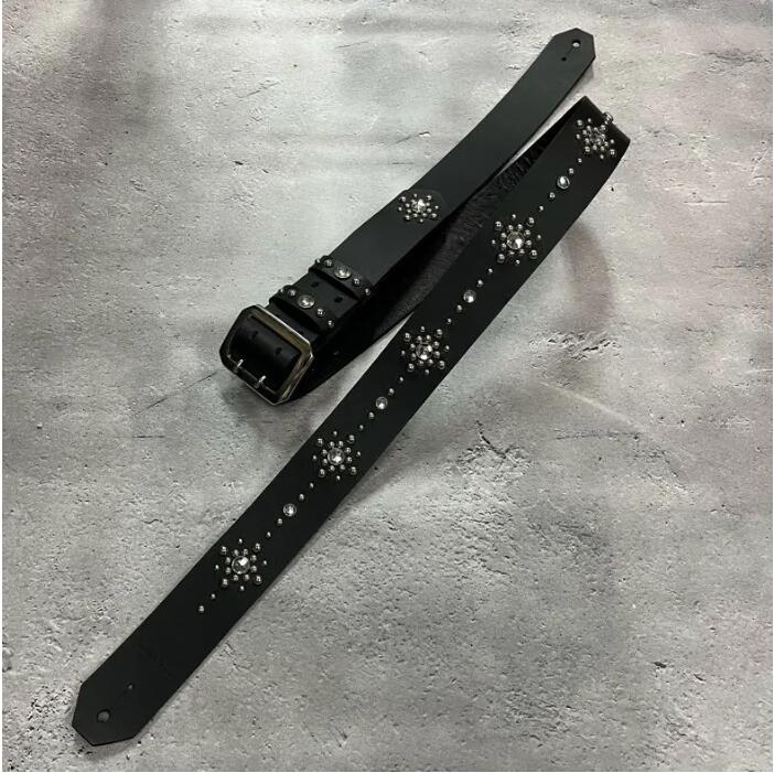 【 42mm Width Hard Leather Guitar Strap / Circle Design 001 】|Modern Pirates