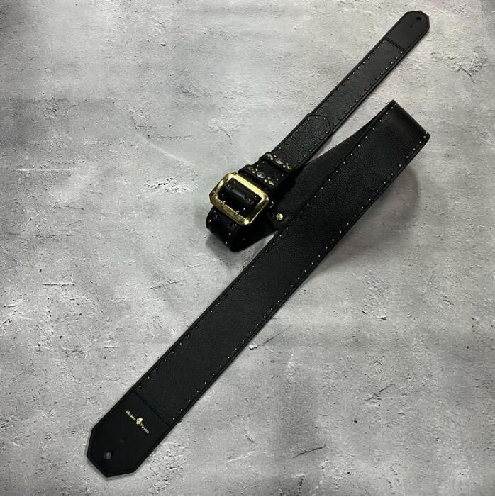 【 60mm Width Soft Leather Guitar Strap / Side Round Spots Design 】