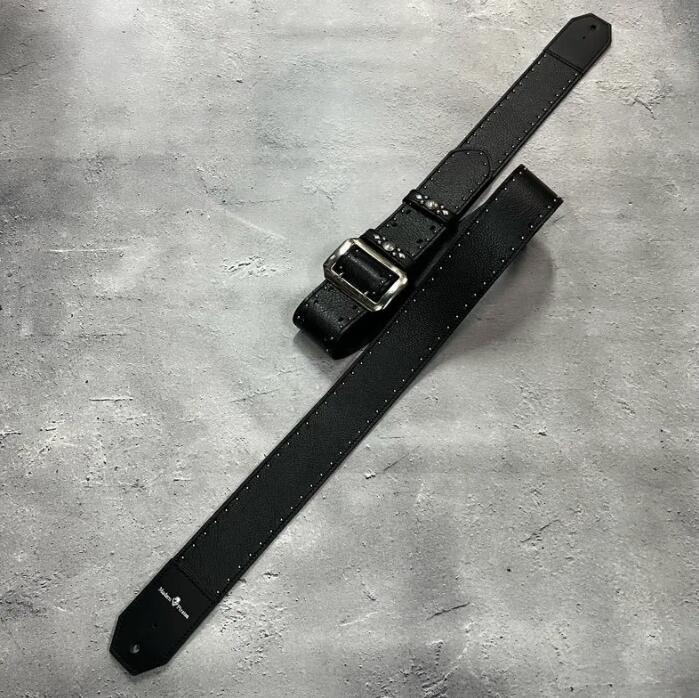 【 50mm Width Soft Leather Guitar Strap / Side Round Spots Design 】｜Modern Pirates