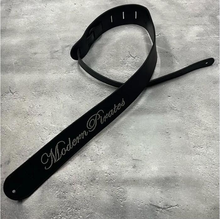 【 62mm Width Hard Leather Guitar Strap（Insert Adjustment Type）/ Spots Message Design 】