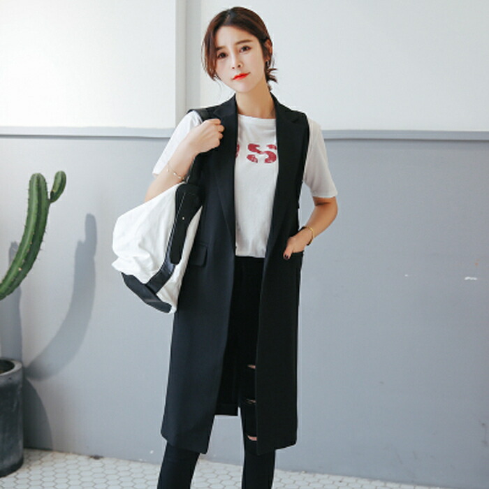 ジレ 襟付き 通い トレンチベター ロング背丈 羽織り ベスト カジュアルオーバーコート ロングジレ ロングベスト レディース トレンチベスト ロング 丈スーツベスト 否色 アウター 2xl 3xl 4xl 偉いサイズ ブラック 白さ スプリング 夏時 フォール カジュアル 閑麗人気