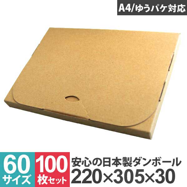 楽天市場 送料無料 100枚セット 日本製 ゆうパケット ダンボール 60サイズ 305 2 30 段ボール 箱 宅配 郵便 クリックポスト 対応 厚さ3cm サイズ 薄型 ダンボール箱 段ボール箱 メルカリ オークション 簡単 箱 収納 保管 発送 Diy10 Weimall楽天市場店