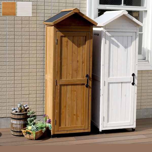 物置 木製物置 屋外用 天然木材 ベランダ薄型収納庫1600 SPG-001 ホワイト ライトブラウン ガーデニンググッズ ガーデンファニチャー  通販