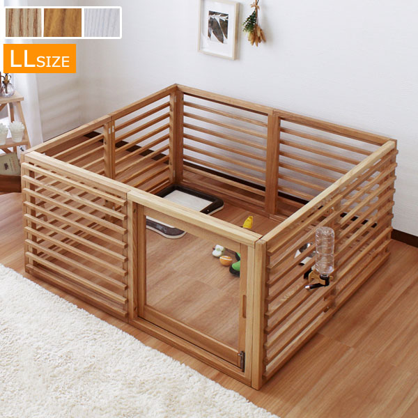 ワンケージプラス LLサイズ 室内犬用柵 天然木タモ材 Wancage+ 室内ペット用品 iedh9401-SI|わくわく生活