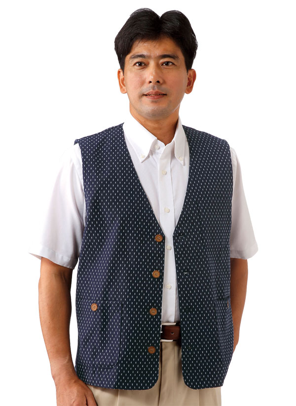 楽天市場 日本製 久留米織ベスト 藍染め調 和柄ベスト メンズ 春夏 50代 60代 わくわく生活