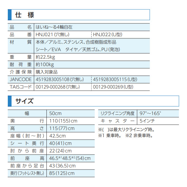 週間売れ筋 はいねーる 4輪自在 U型シート HNJ022 ※送料実費※在庫限り