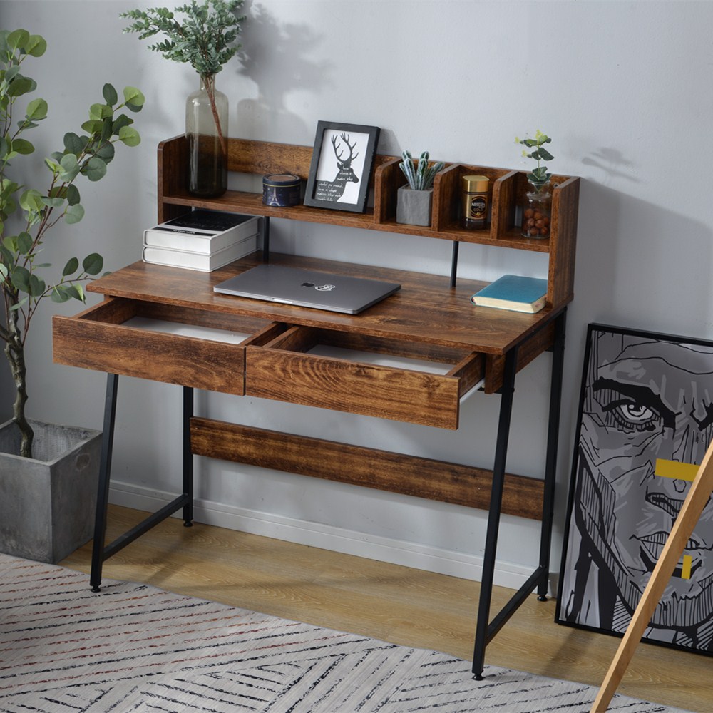 【ダークブラウン】パソコンデスク 引き出し付き　収納台　ミシン台 学習机 勉強机 楽天市場】【人気商品】【ダークブラウン】パソコンデスク 引き出し