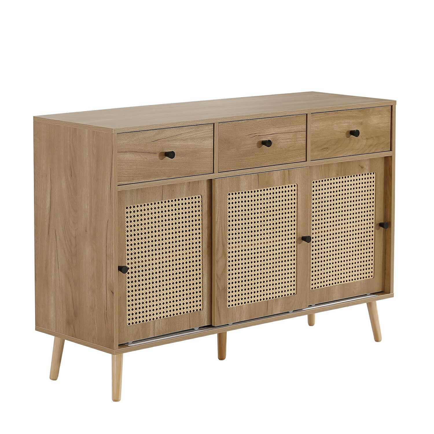 キャビネット サイドボード チェストラタン調 引き出し付き 【ナチュラル】 2574123-01.jpg