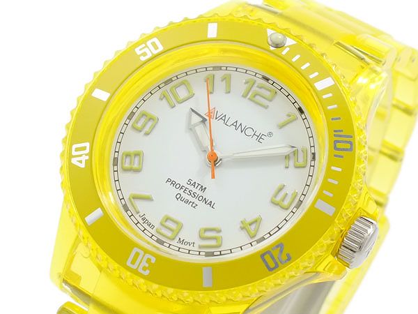 【楽天市場】送料無料 AVALANCHE アバランチ 腕時計 レディース Ladies 時計 イエロー スケルトン 透明 黄色 人気 ブランド