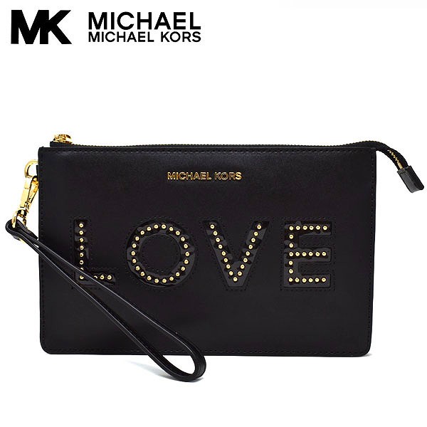 8608円 超美品 Michael Kors マイケルコース クラッチバッグ レディース Love 文字 ブランド ブラック 黒 32h7gfdw2o 001 レザー 本革 人気 マイケル コース レディス 女性 マイケルコースバッグ かわいい クラッチバック お洒落 おしゃれ おすすめ 女性用